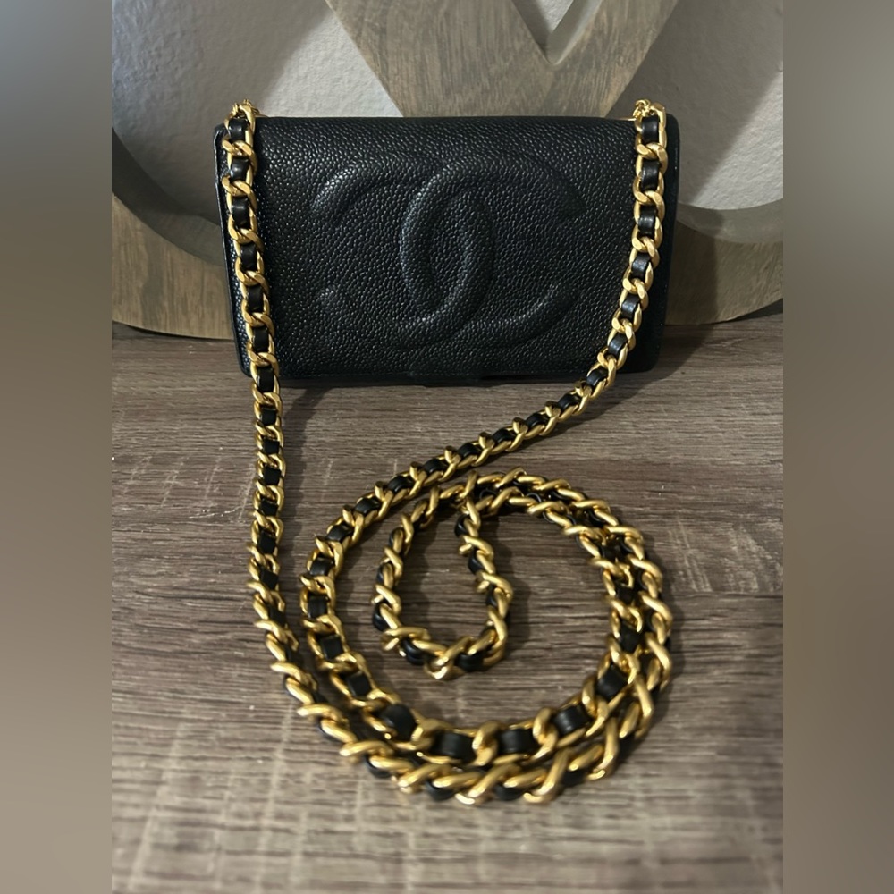 ⚜️🖤Chanel Caviar Timeless Wallet Chain Chunky Vintage Gold Crossbody - Picture 3 of 15